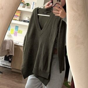 Forever 21 Olive Green V-Neck Sweater